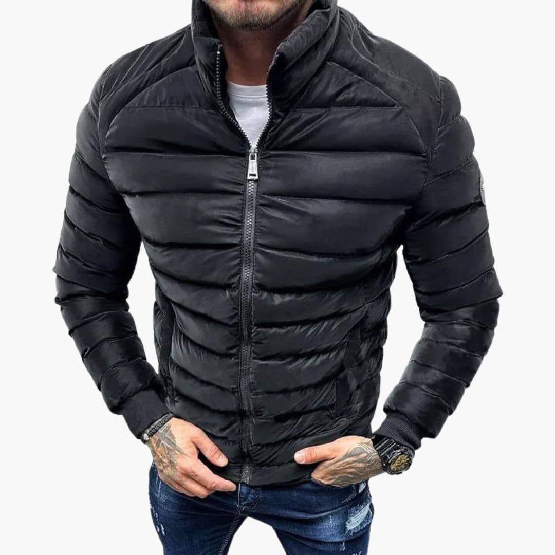 Veste homme matelassée coupe ajustée avec col montant