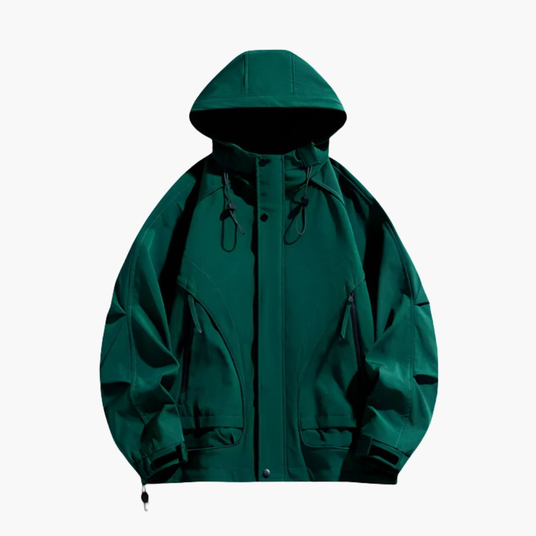 Casaco masculino para exterior com capuz ajustável