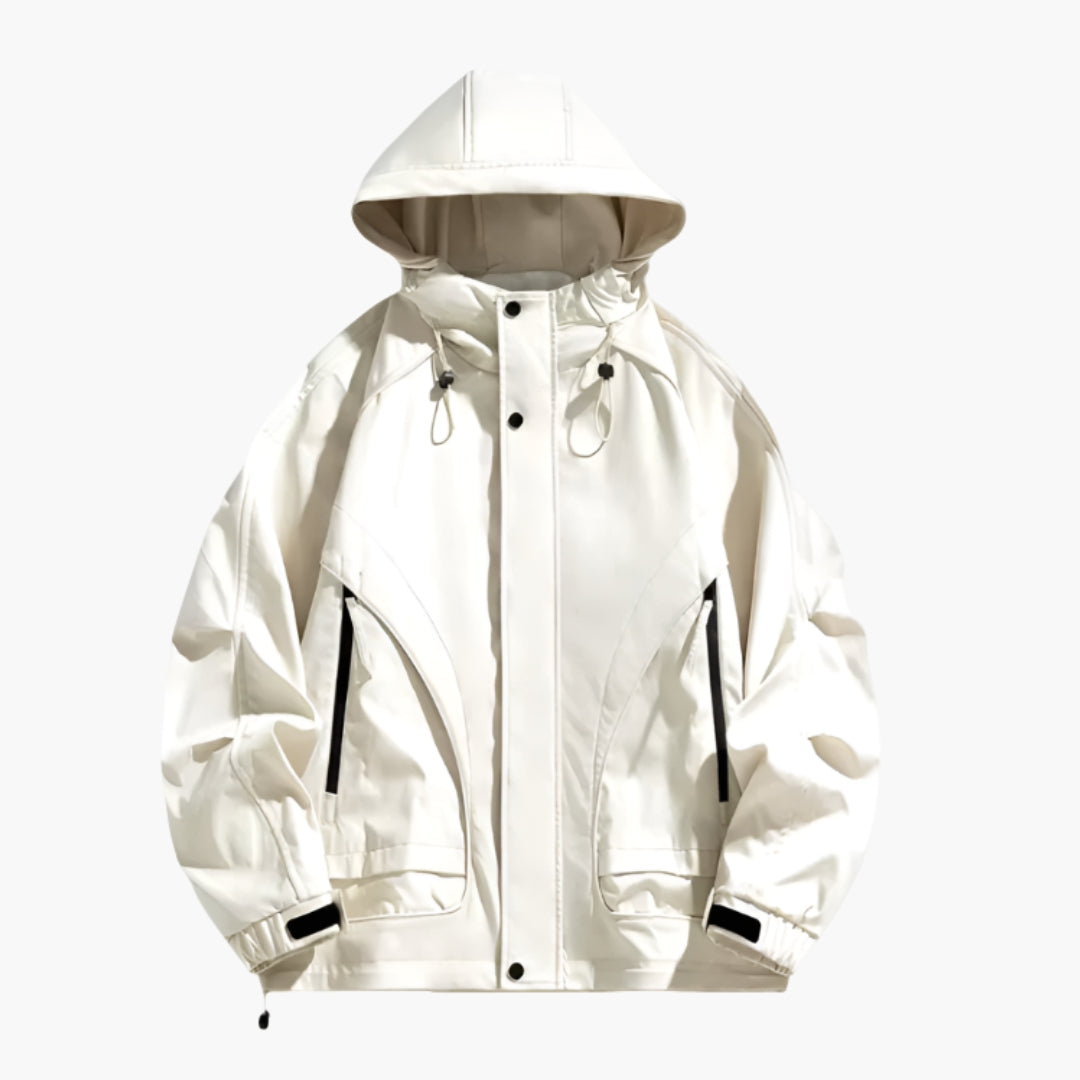 Casaco masculino para exterior com capuz ajustável