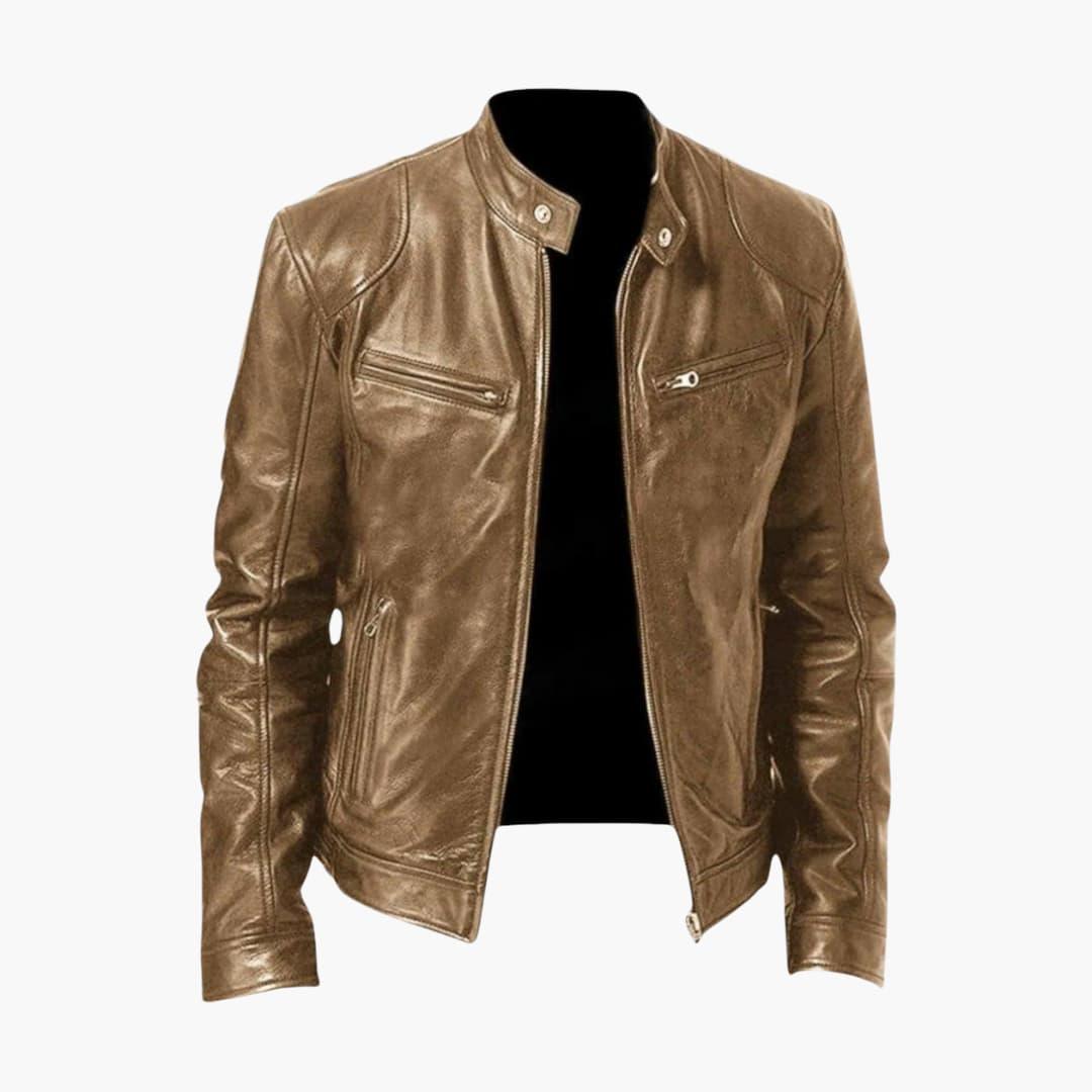 Veste homme style biker avec fermeture zippée et manches longues