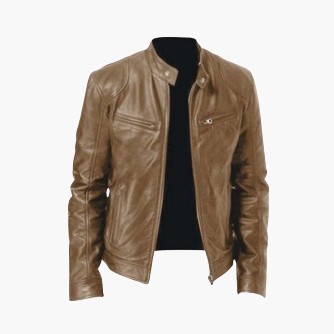 Veste homme style biker avec fermeture zippée et manches longues