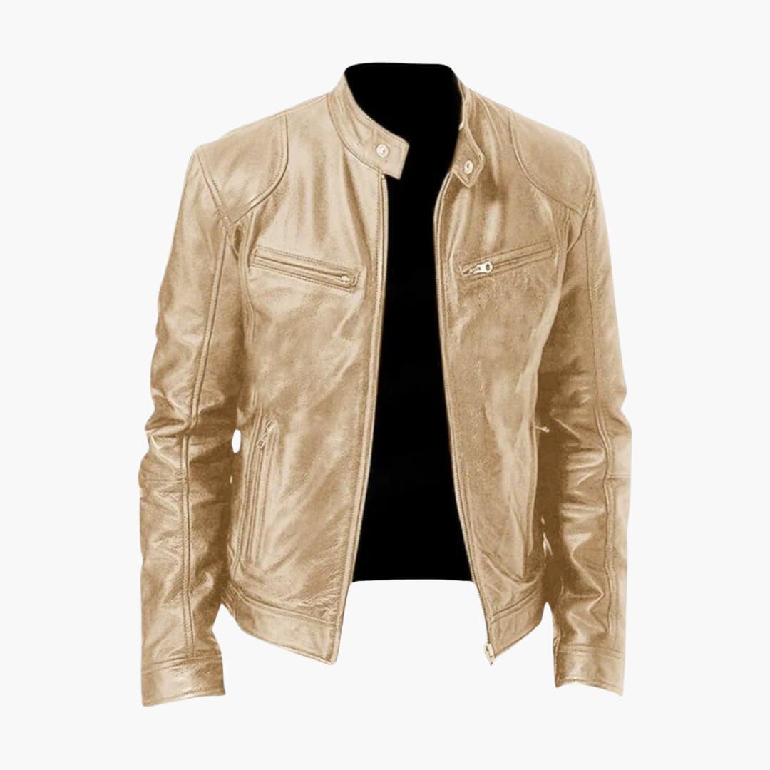 Veste homme style biker avec fermeture zippée et manches longues