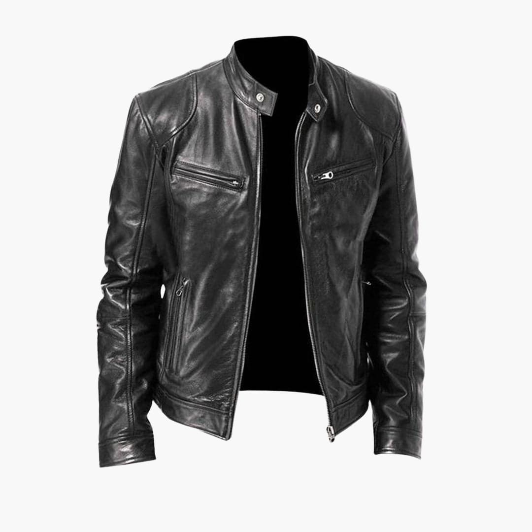 Veste homme style biker avec fermeture zippée et manches longues