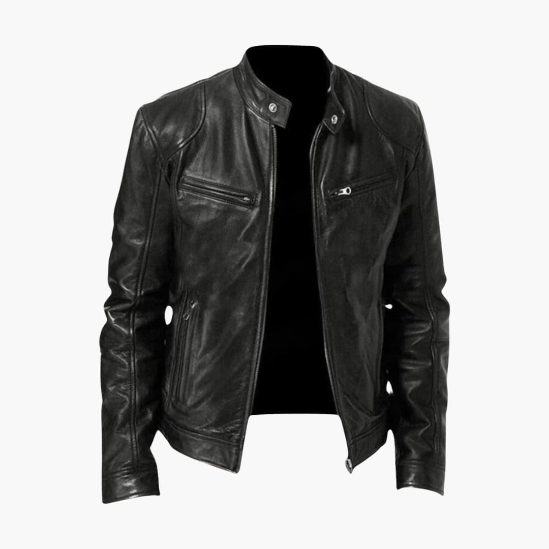 Veste homme style biker avec fermeture zippée et manches longues