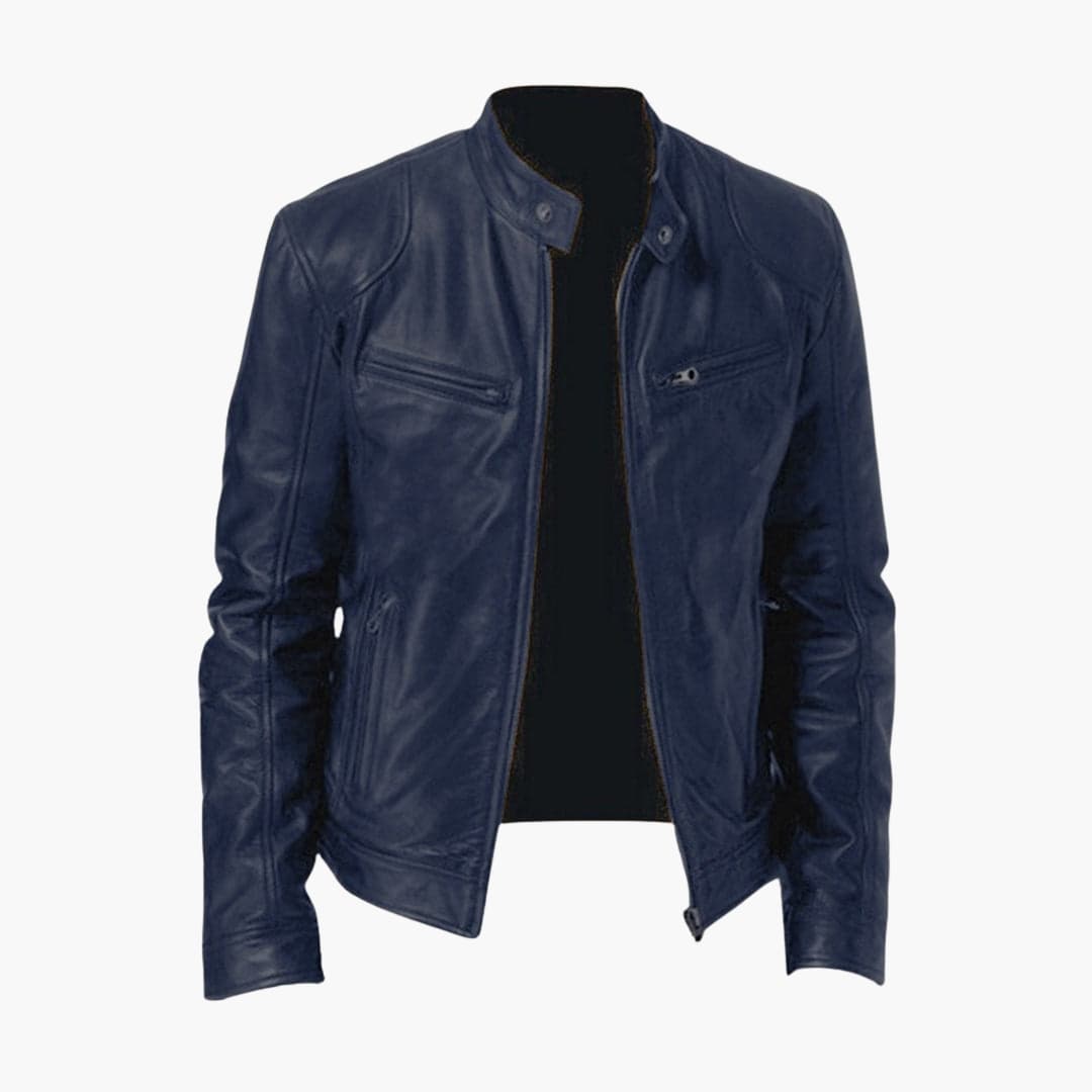 Veste homme style biker avec fermeture zippée et manches longues