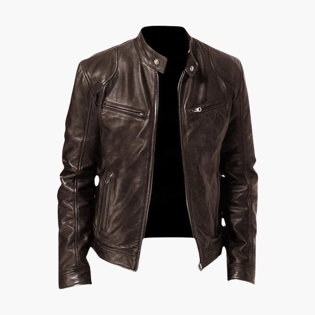 Veste homme style biker avec fermeture zippée et manches longues