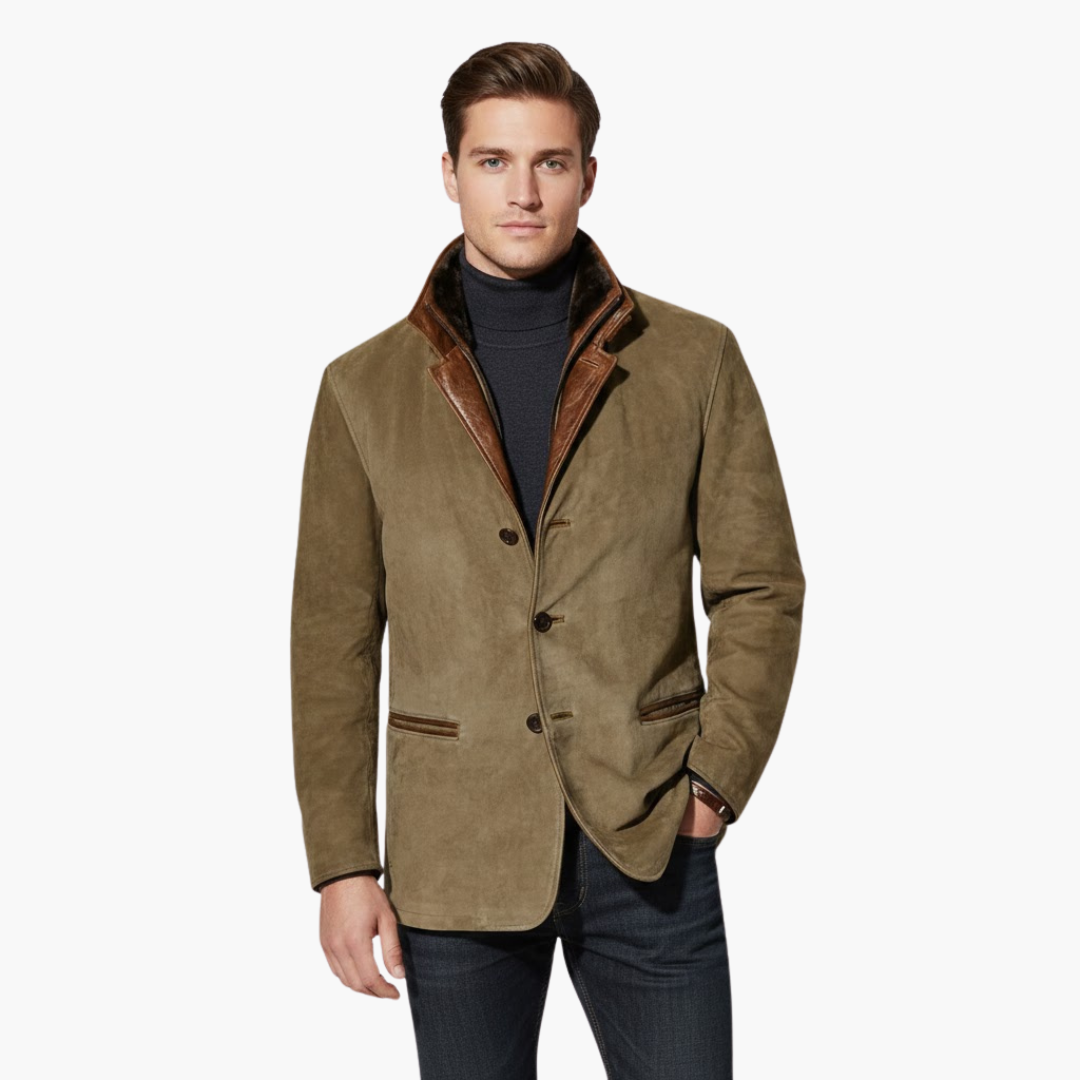 Veste homme style rétro avec fermeture boutonnée et col contrasté