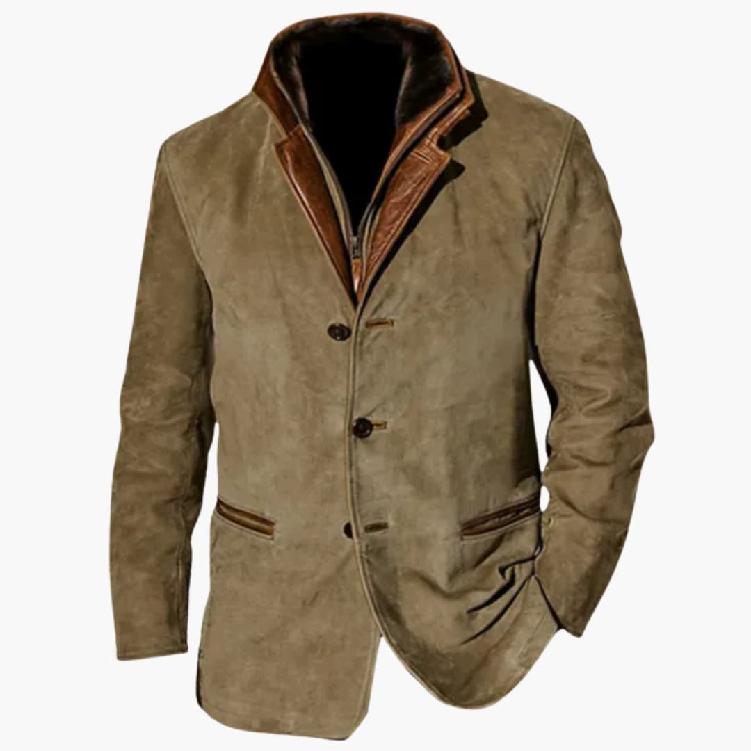Veste homme style rétro avec fermeture boutonnée et col contrasté
