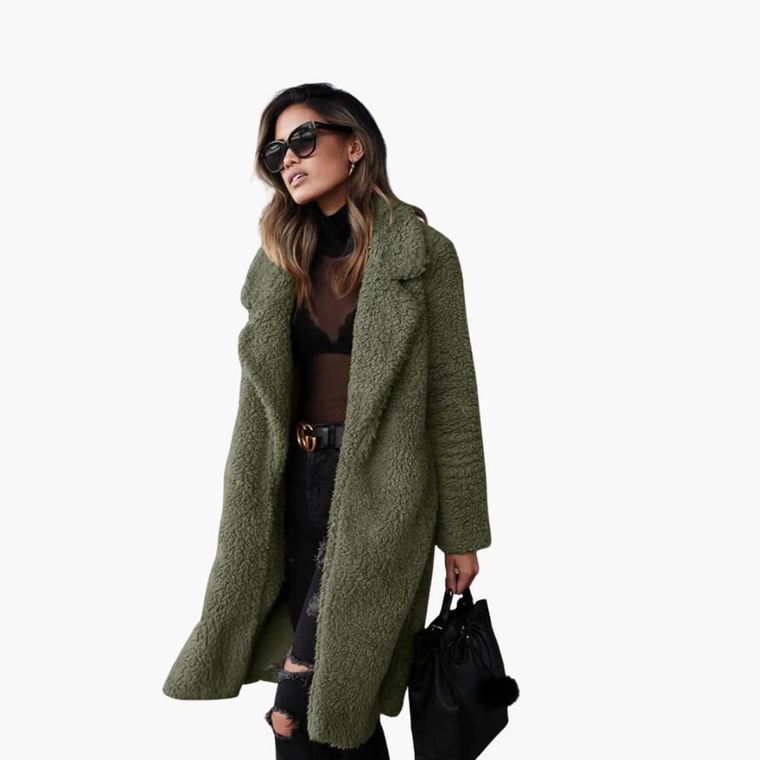 Veste longue femme avec large revers