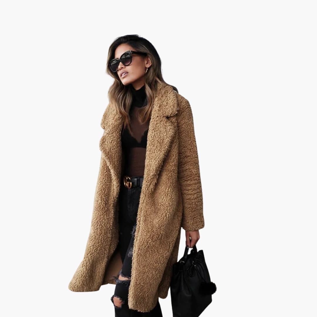 Veste longue femme avec large revers