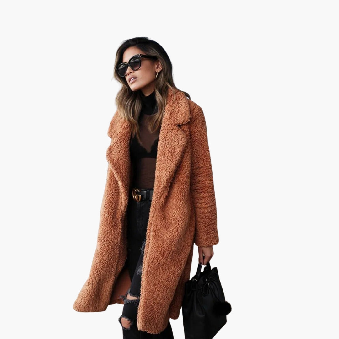 Veste longue femme avec large revers