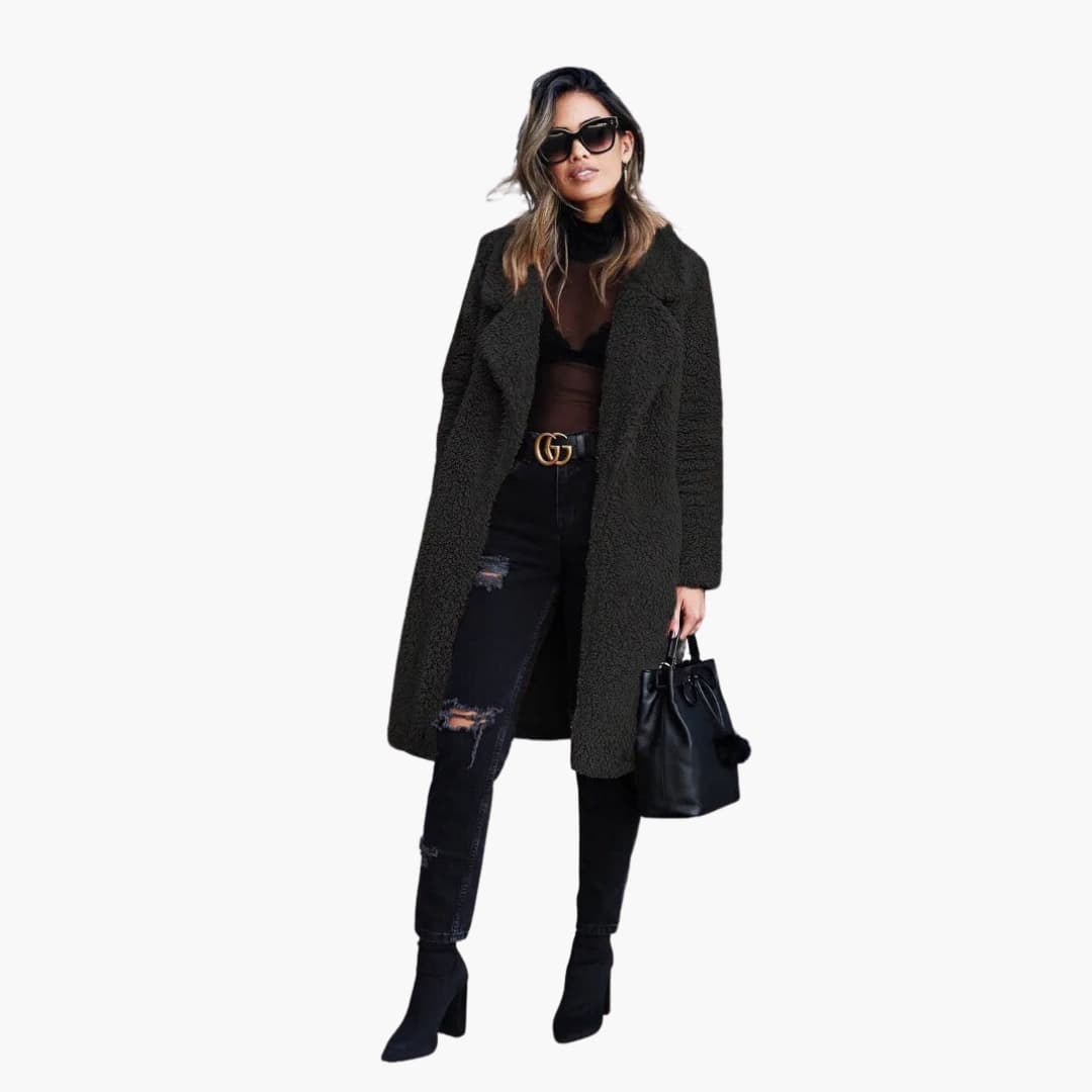 Veste longue femme avec large revers