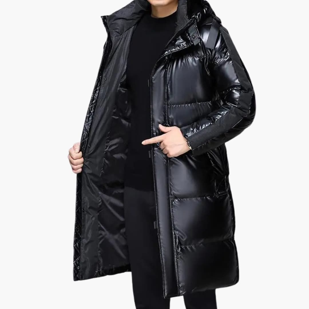 Veste longue pour homme avec capuche