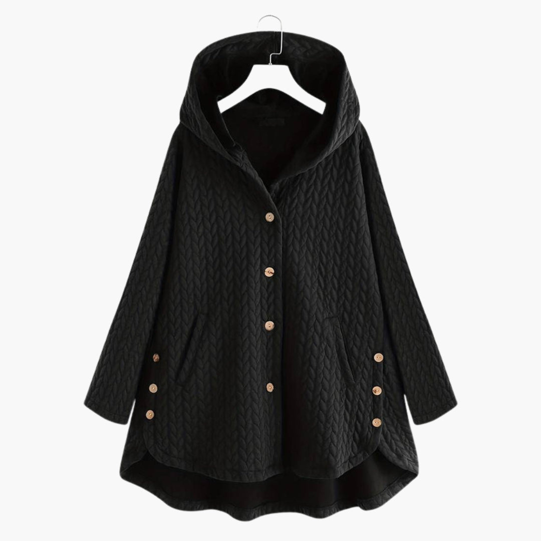 Veste matelassée femme à capuche et détails boutonnés