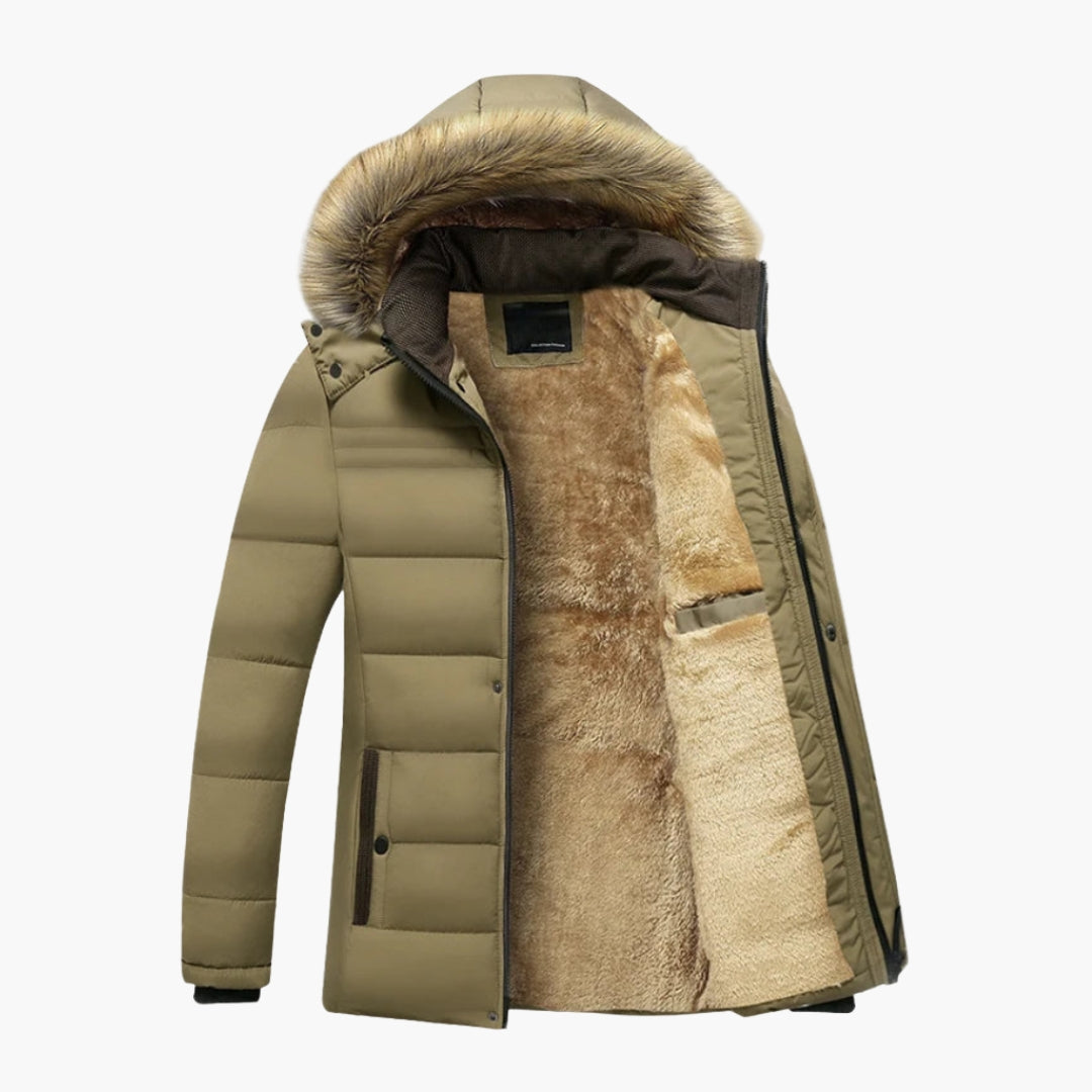Herrenparka mit Kapuze und Besatz