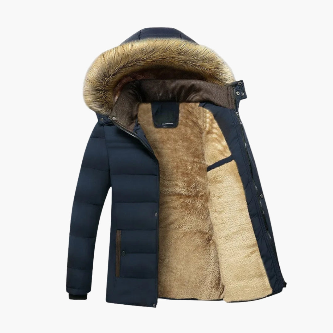 Herrenparka mit Kapuze und Besatz