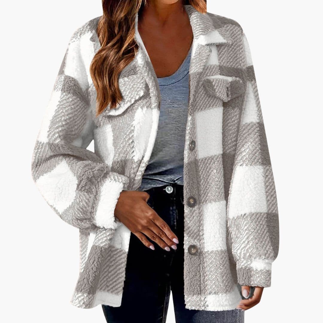 Veste polaire femme à carreaux