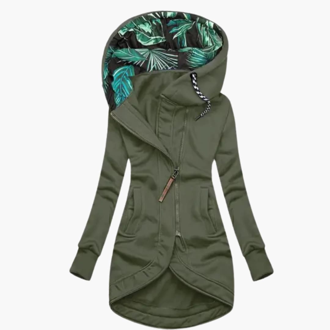 Veste polaire femme avec capuche et fermeture asymétrique