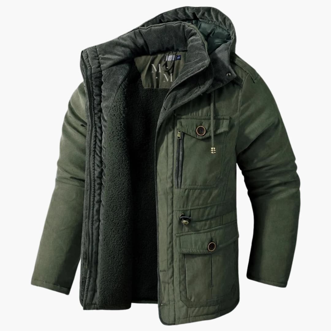 Veste pour homme avec capuche fermeture éclair et poches multiples