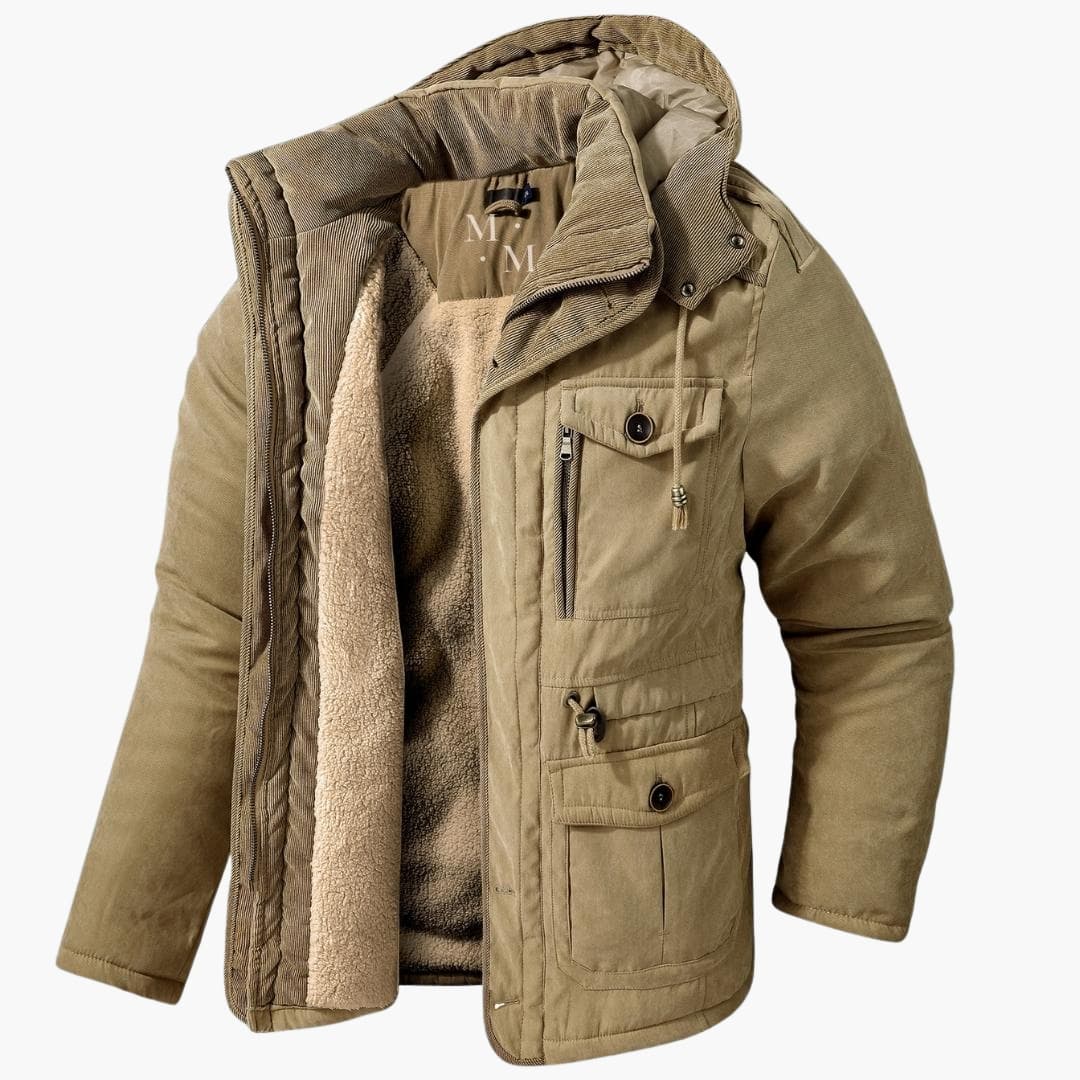 Veste pour homme avec capuche fermeture éclair et poches multiples