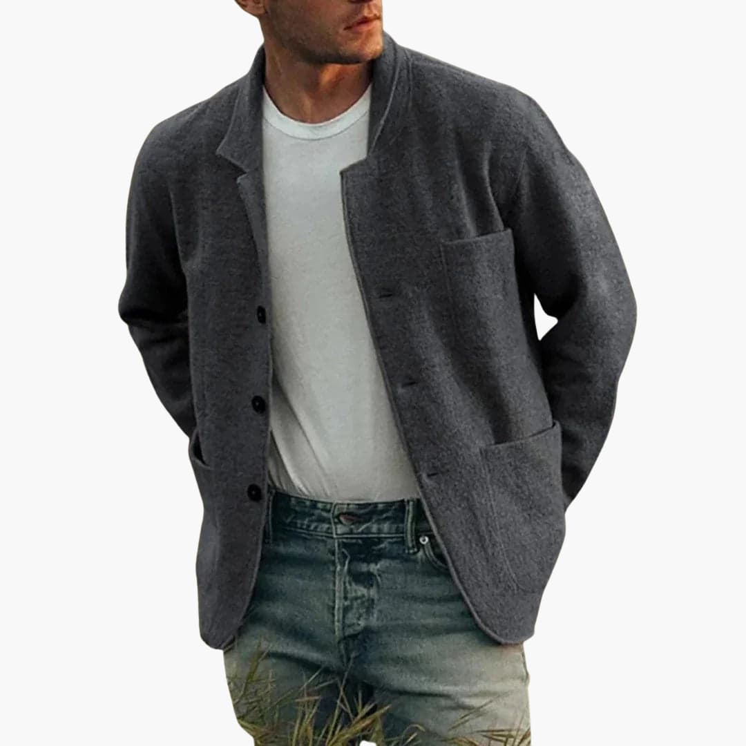 Veste pour homme avec fermeture à boutons et poches avant