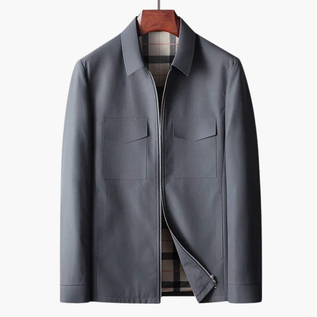 Veste pour homme avec fermeture éclair avant et col chemise