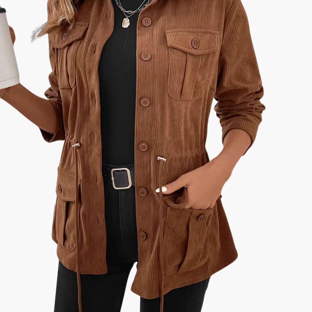 Veste structurée femme avec surface côtelée et poches avant