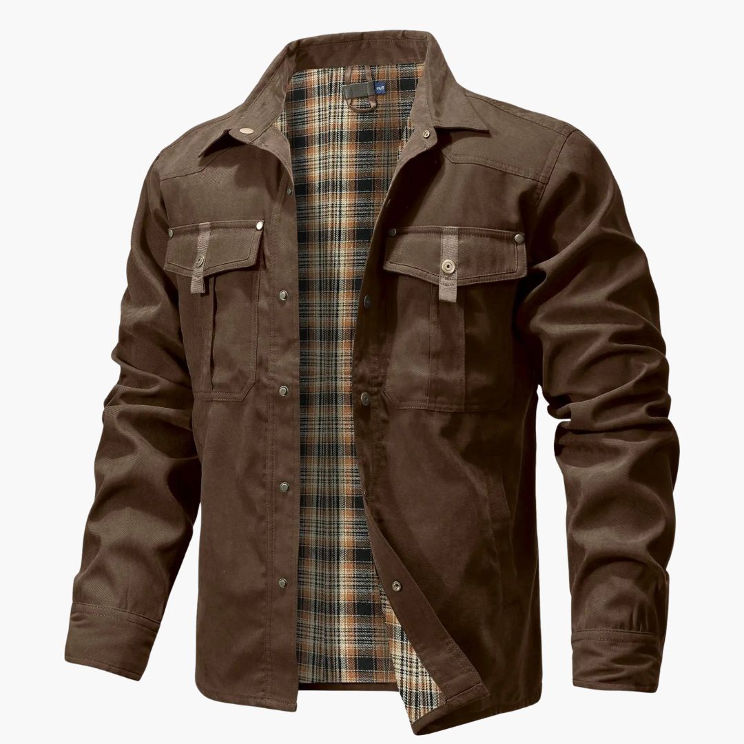 Chaqueta sobrecamisa para hombre con forro de cuadros