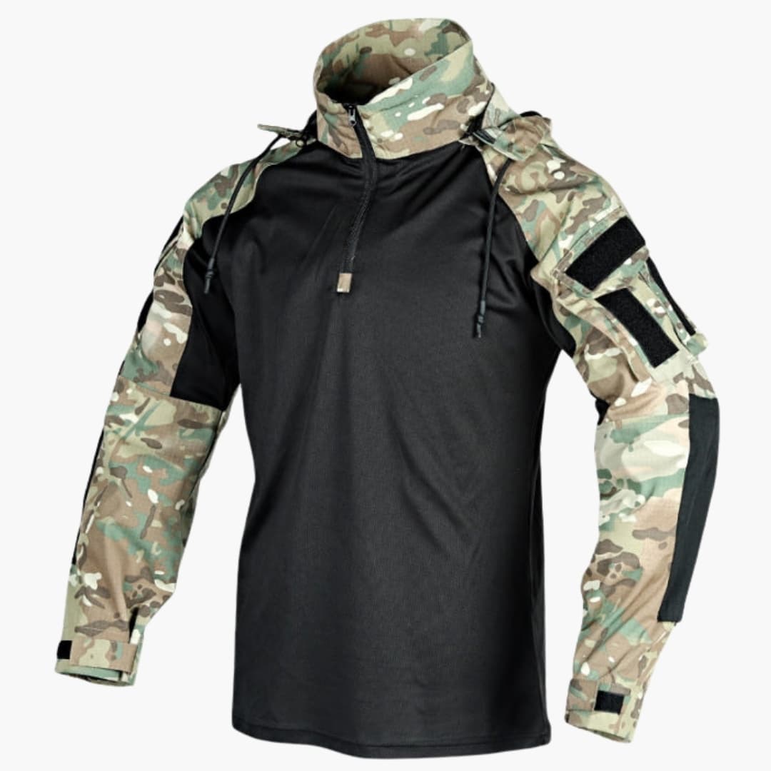 Veste tactique homme avec capuche et manches camouflage