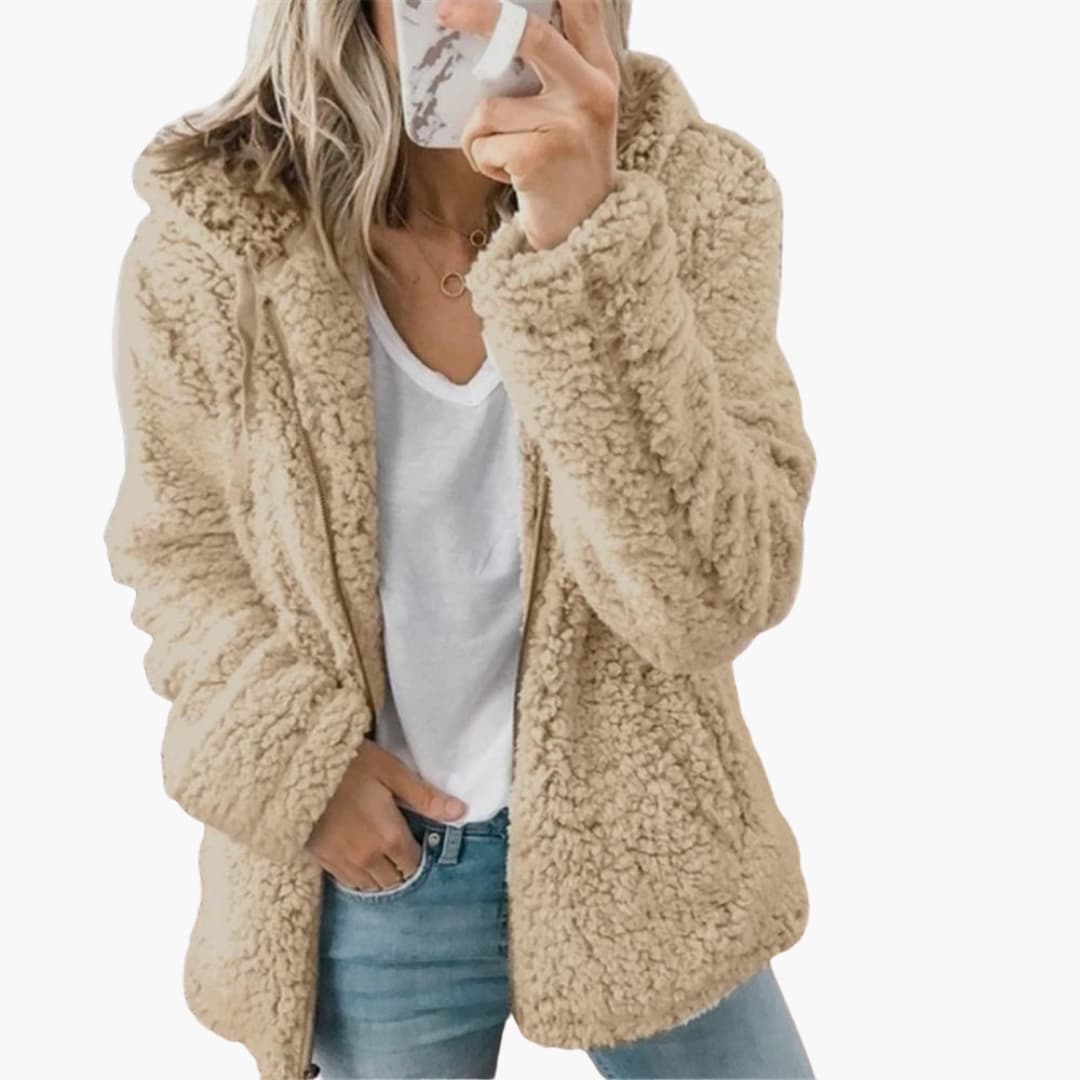 Veste teddy femme à capuche avec manteau polaire à capuche