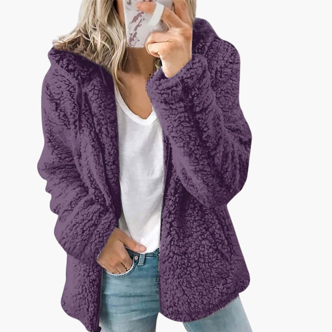 Veste teddy femme à capuche avec manteau polaire à capuche