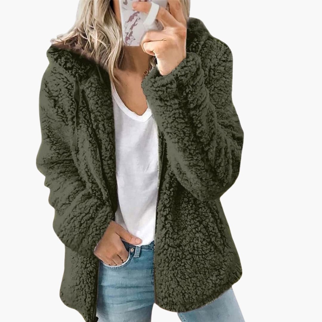 Veste teddy femme à capuche avec manteau polaire à capuche