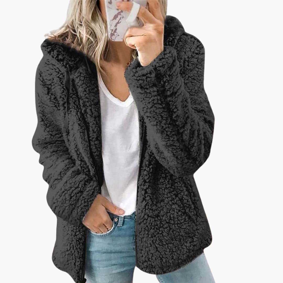 Veste teddy femme à capuche avec manteau polaire à capuche