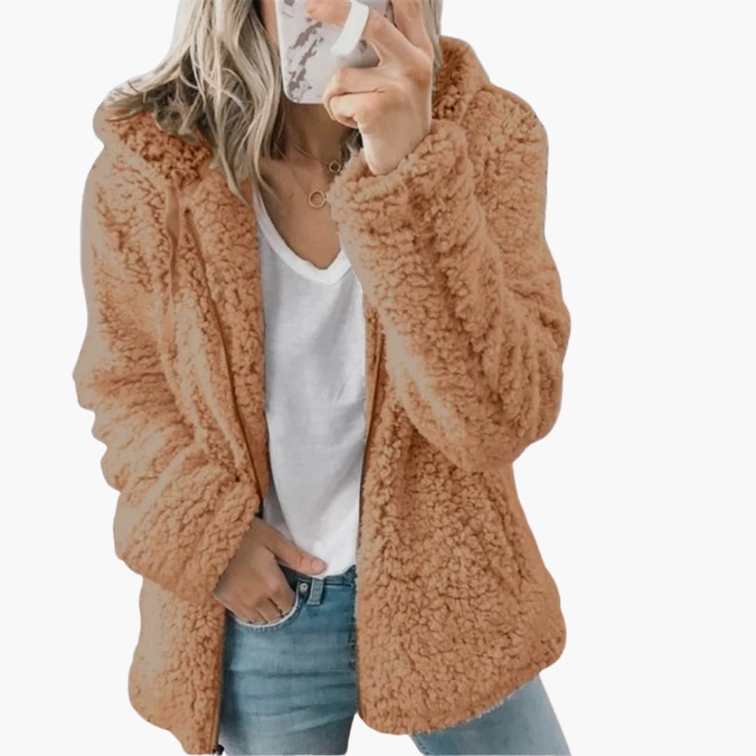 Veste teddy femme à capuche avec manteau polaire à capuche