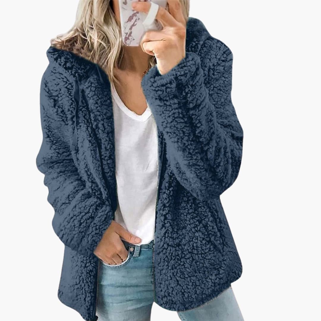 Veste teddy femme à capuche avec manteau polaire à capuche