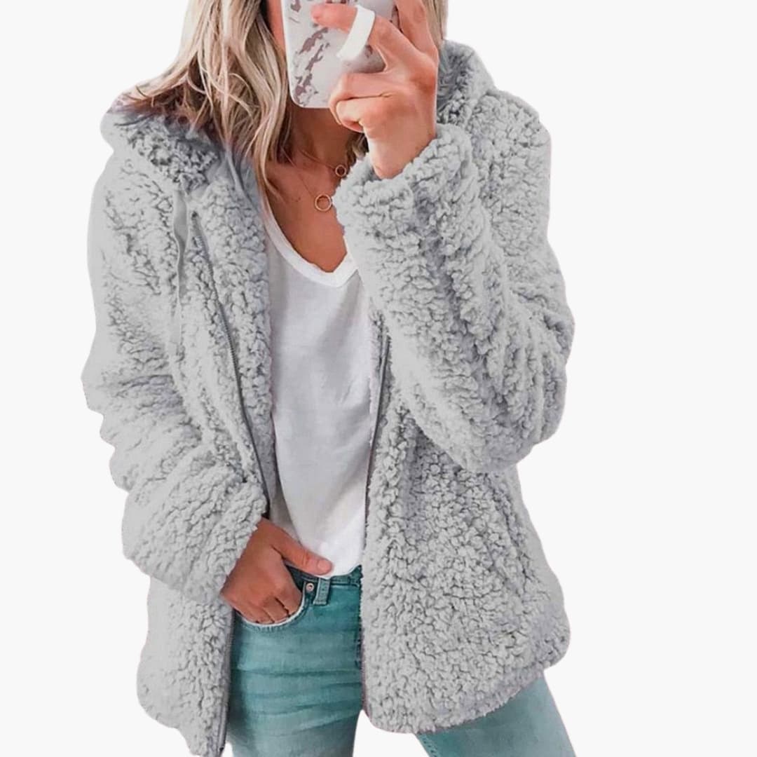 Veste teddy femme à capuche avec manteau polaire à capuche