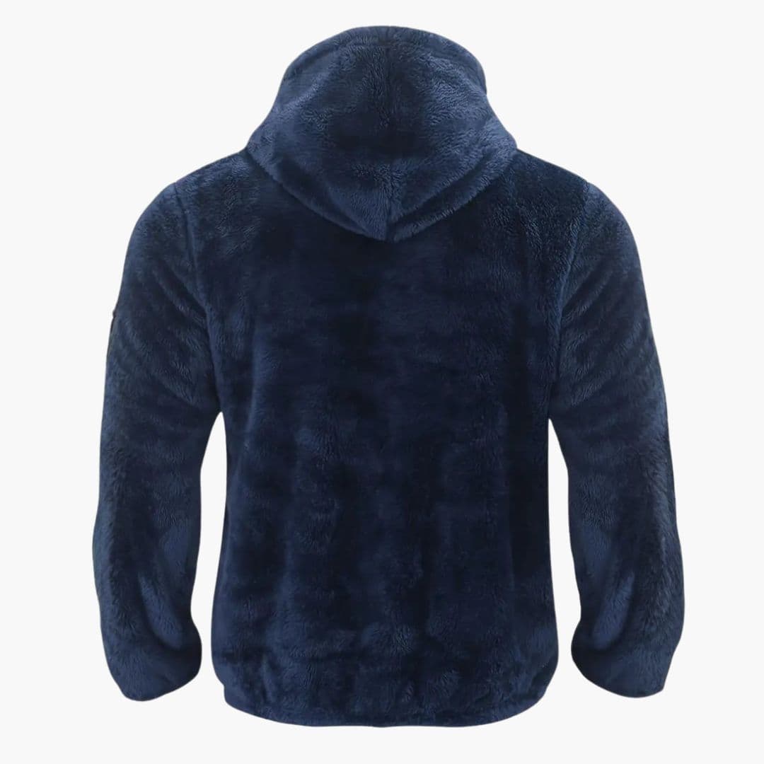 Men's teddy jacket with hood and zip closure