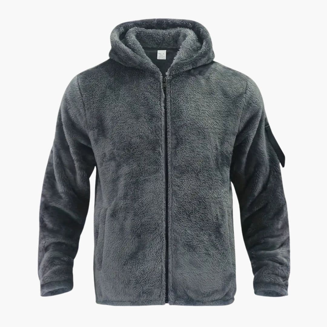 Men's teddy jacket with hood and zip closure