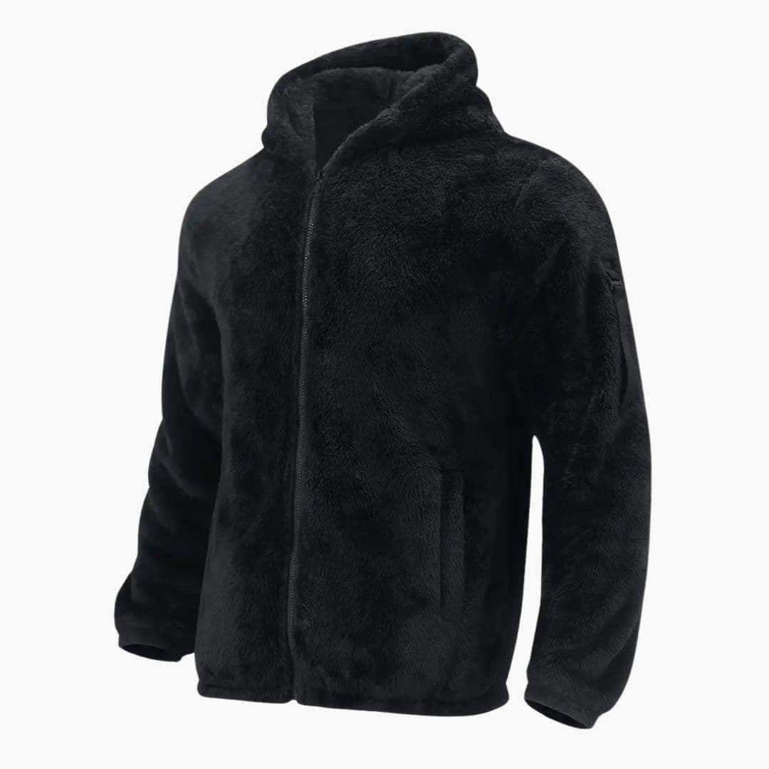 Men's teddy jacket with hood and zip closure