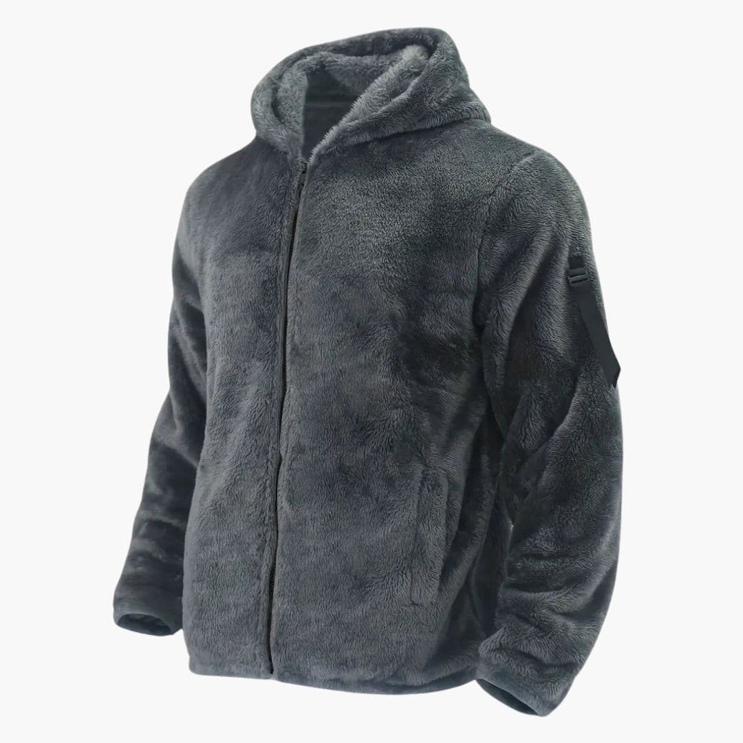 Men's teddy jacket with hood and zip closure