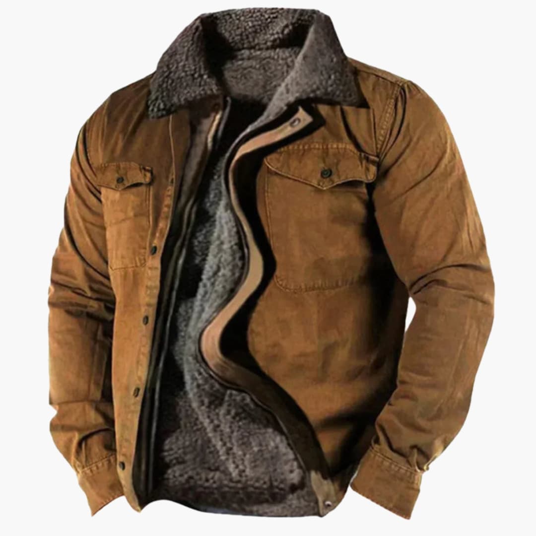Chaqueta utilitaria para hombre forrada con sherpa y exterior de algodón