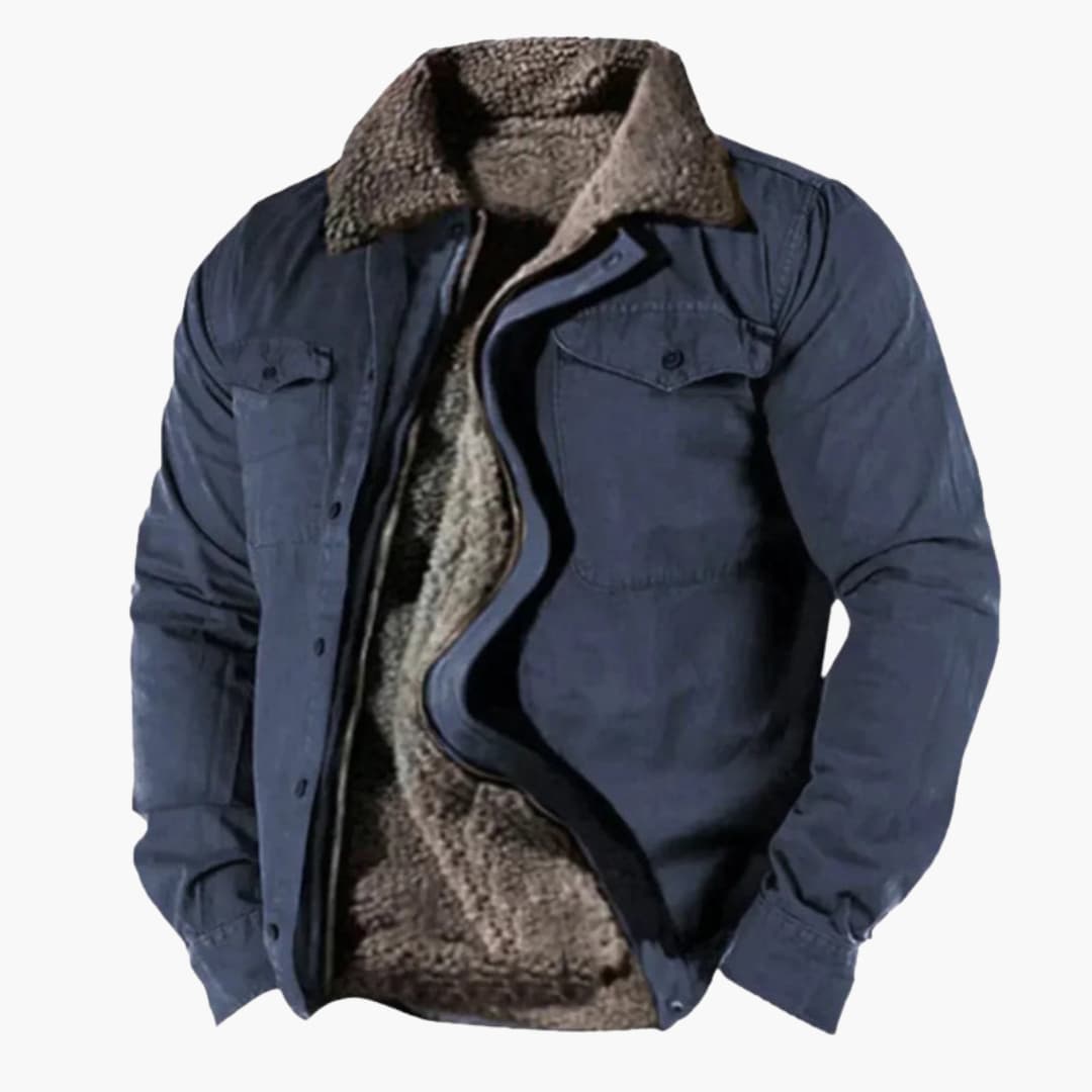 Chaqueta utilitaria para hombre forrada con sherpa y exterior de algodón