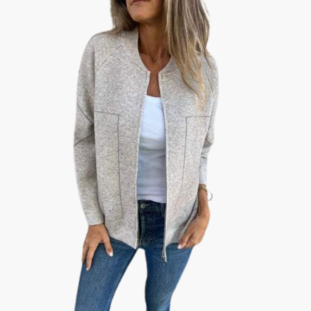 Veste zippée femme à col rond et poches latérales