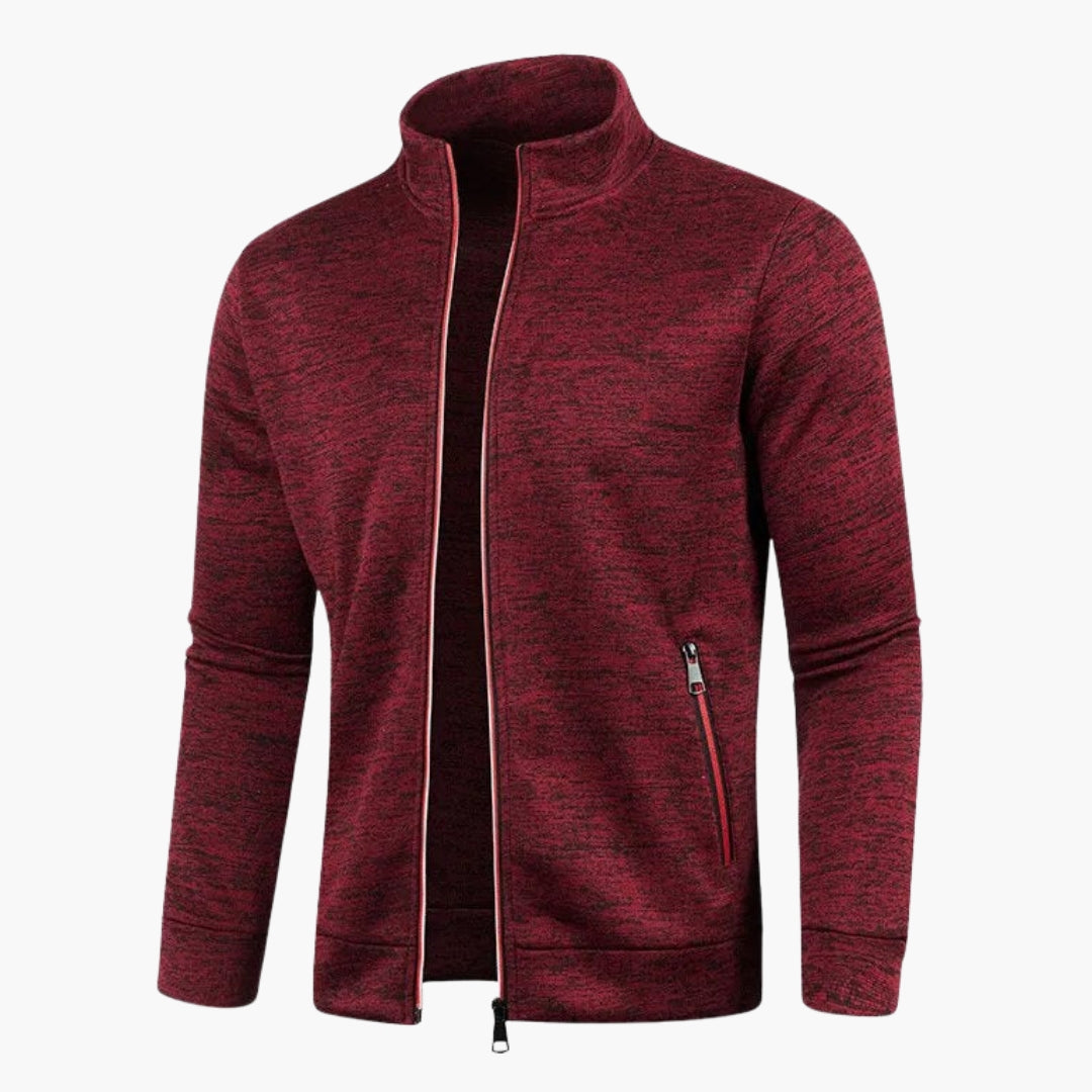 Herrejakke med glidelås, høy krage og lange ermer