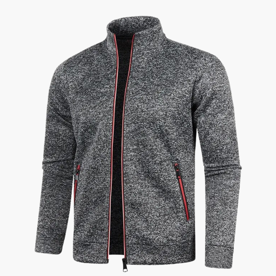 Herrejakke med glidelås, høy krage og lange ermer