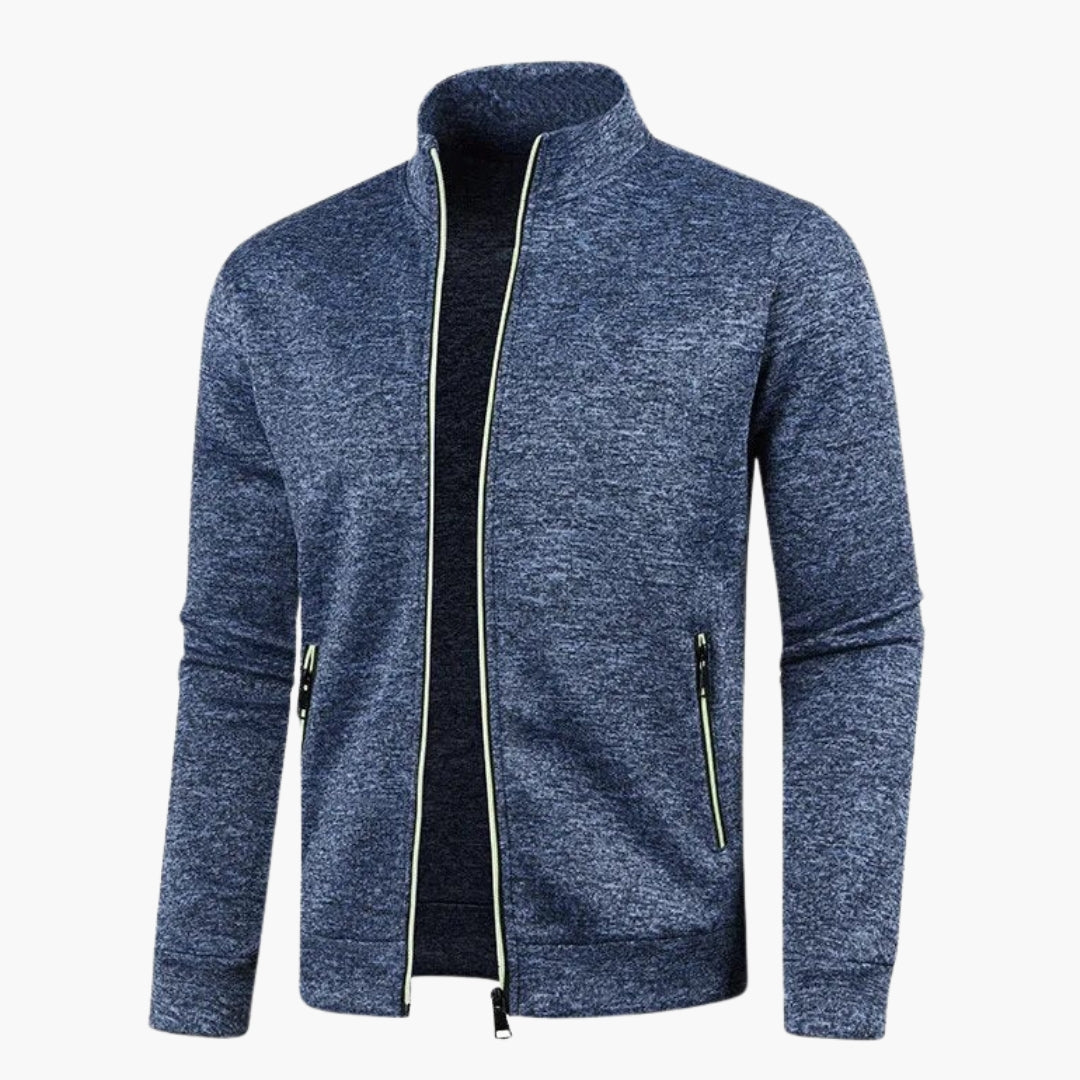 Herrejakke med glidelås, høy krage og lange ermer