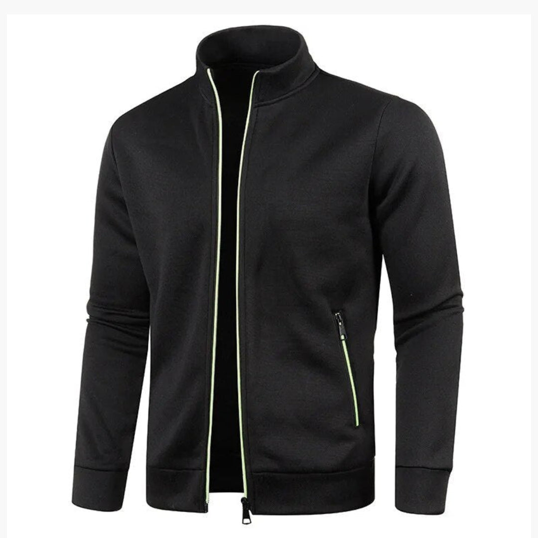 Herrejakke med glidelås, høy krage og lange ermer