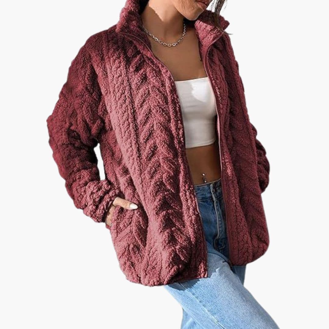 Veste zippée pour femme avec col montant