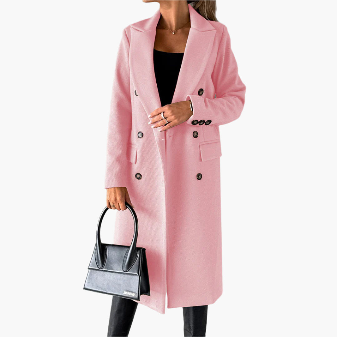 Women's long double-breasted coat