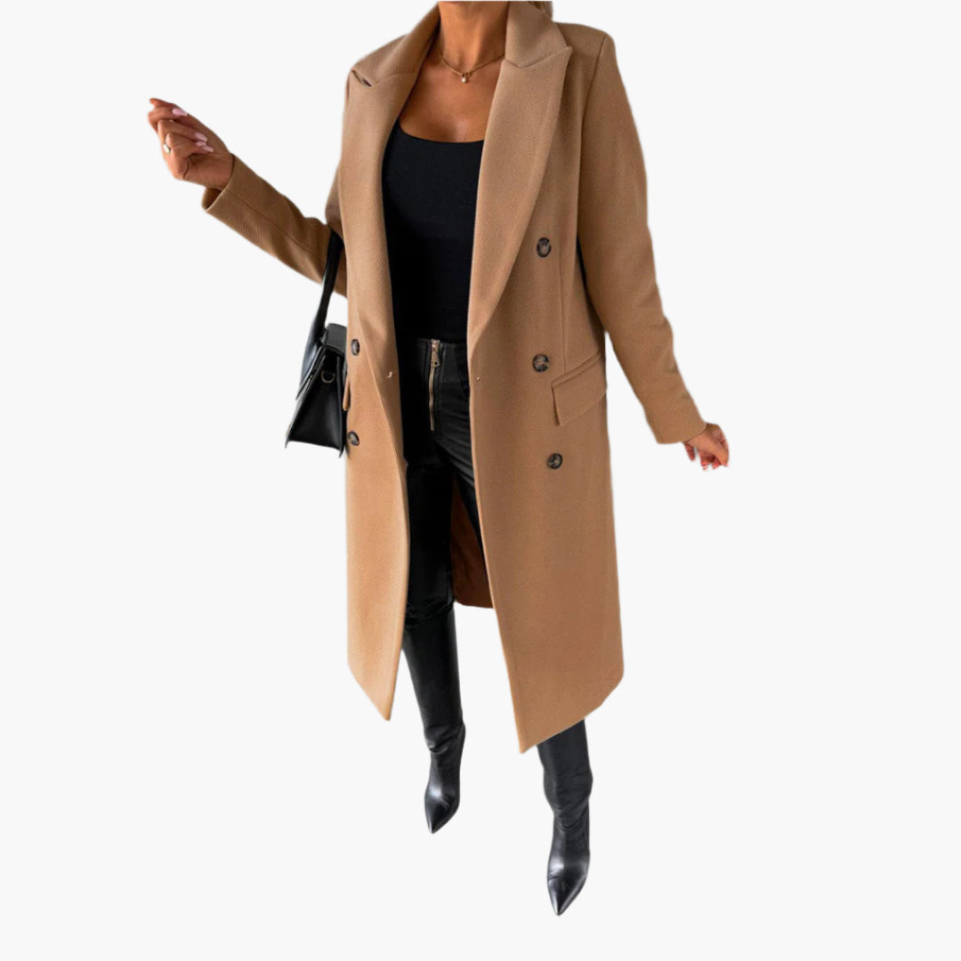 Women's long double-breasted coat